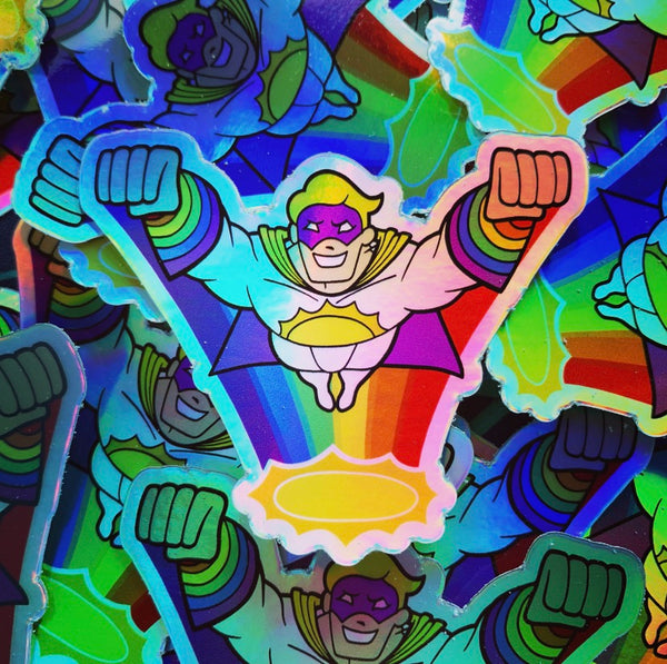 Captain Sunlight Rainbow Superhero Vinyl Sticker